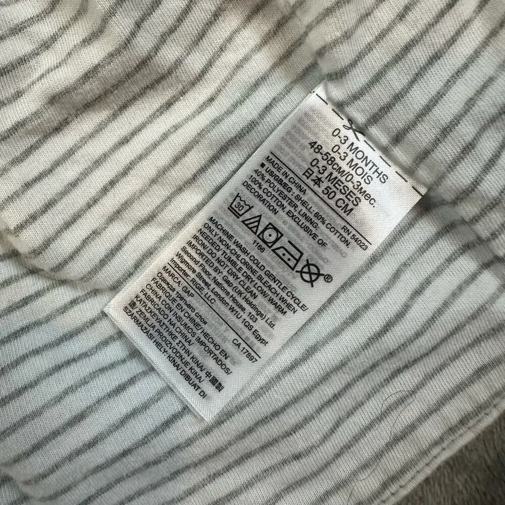 Baby Gap Teddy Bear Ears Knit Hoodie Reversible Stripes Newborn 0-3 Months